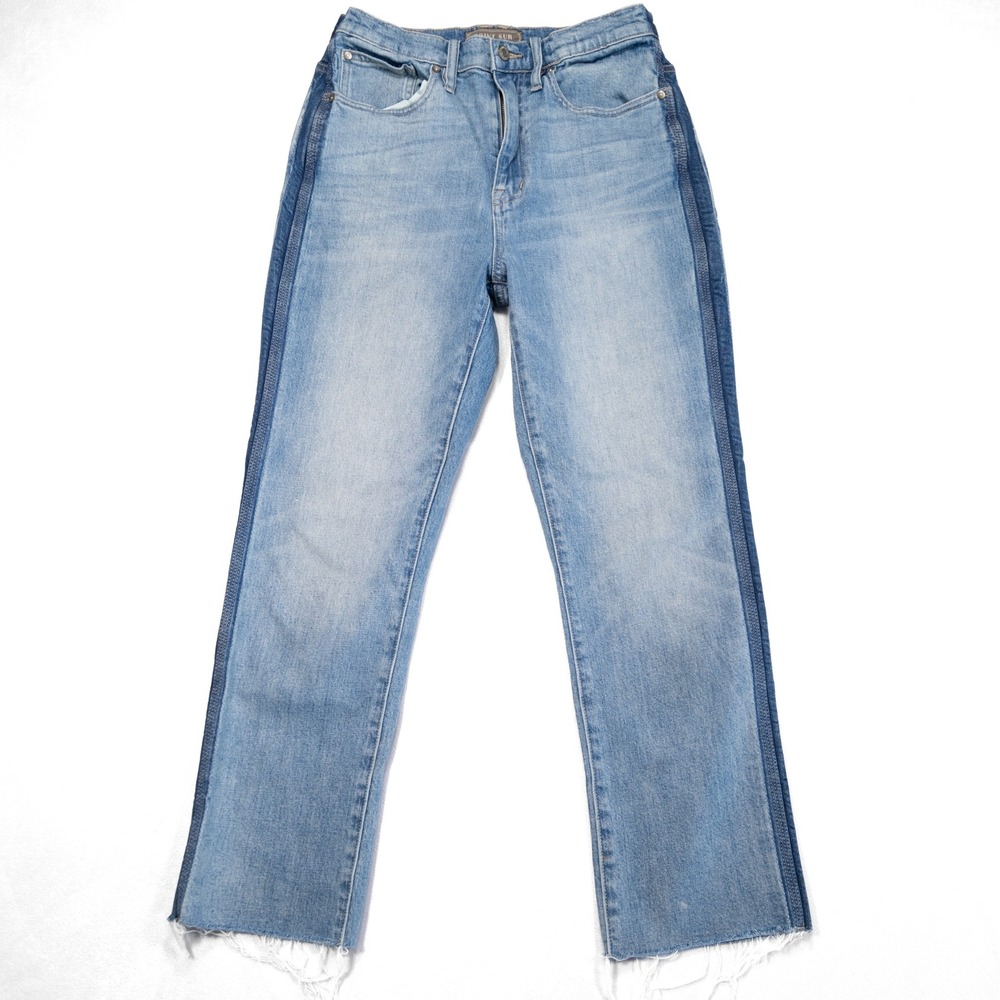 POINT SUR DENIM Women's Size 29 Light Wash Shoreditch Straight Leg Raw Hem Jeans - Picture 2 of 7